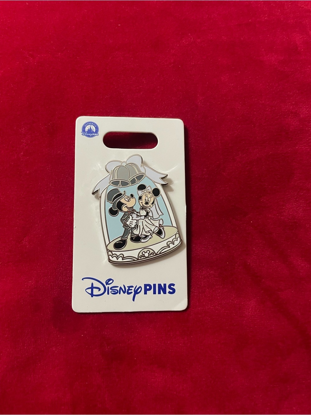Disney White & Light Blue Mickey and Minnie Wedding Dome Pin